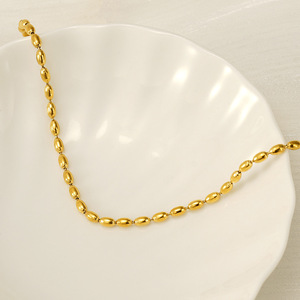 Zogxin Oval Beaded Stainless Steel Necklace 18k Gold Plated Women's Everyday Wear Clavicle Chain - Product Image 2
