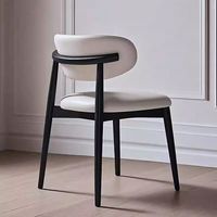 Chaise de salle à manger moderne en bois massif avec dossier incurvé, fauteuil de restaurant et café avec siège rembourré ignifuge, personnalisable OEM