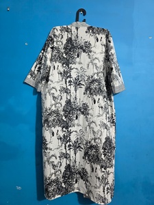 Bata de algodón de verano para mujer, estampado floral, manga larga, largo completo, estilo casual, kimono con cierre de cordón, ligera y suave, para la playa - Product Image 5