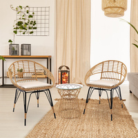 Chaise de jardin en rotin pour patio, balcon, jardin, chaise à bascule en forme de champignon, table en fibre de verre, chaises d'extérieur