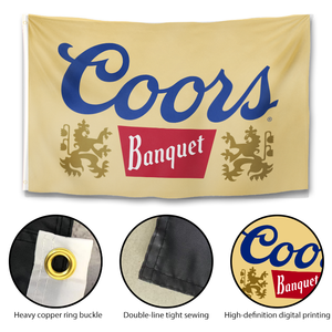 Bandera <span class=keywords><strong>de</strong></span> cerveza Coors Banquet <span class=keywords><strong>de</strong></span> 3x5 pies, doble cara, poliéster, impresión vívida y ojales <span class=keywords><strong>de</strong></span> latón para decoración <span class=keywords><strong>de</strong></span> bares, bodegas y fiestas - Product Image 3