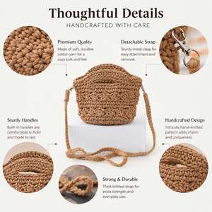 Personalized Hand-Crocheted Crossbody Hand <b>Bag</b>, Custom Name, Detachable Strap, Built-In Handle, Open Top, Handmade Gift - Product Image 6