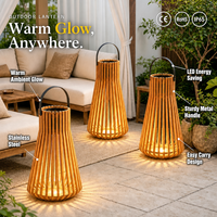 Lanterne à lamelles en acier inoxydable pour extérieur, lampe de sol LED, IP65 étanche, marron, 3000K blanc chaud, lumière de jardin à 360 degrés