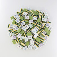 Tapis de Mahjong Moderne de Luxe à Motif Chrysanthème Orange avec Rayures Vert Olive, Tuiles de Mahjong, Fleur Joker, Portable, pour Soirée de Jeu, Cadeau pour la Maison