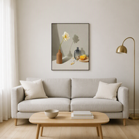Seni Dinding Still Life Minimalis Vas Bunga Putih Lukisan Kanvas Cetakan Botani Modern untuk Kamar Tidur Ruang Tamu Dekorasi Rumah