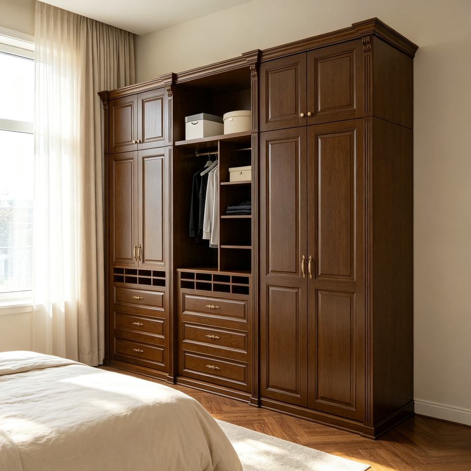 Modern Inlay Design Modern Mansion-exclusive Wood Wardrobe with Large Capacity and Eco ...