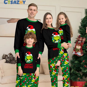 Home Wear Vrouwen Mannen Kind Baby Hond Nachtkleding Schattige Cartoon Brief Gedrukt Familie Kerst Pyjama Outfit - Product Image 1