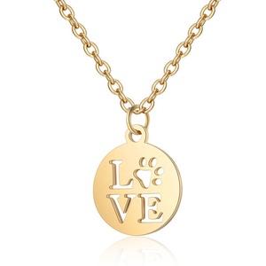 Colgante redondo con letras de amor, collar de pareja con garra de perro - Product Image 6