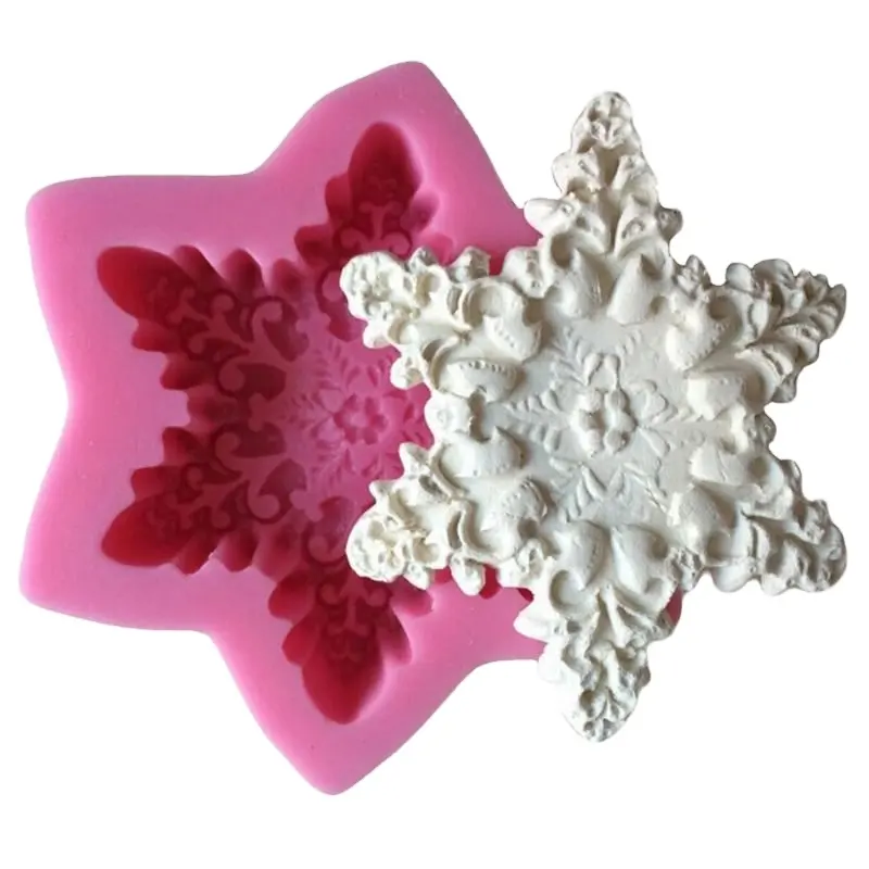 Hexagonal Star Snowflake Silicone Mould Cake Stencil Fondant Molds Kitchen Baking Kitchenware Tool Moule Silicone Molde Tarta