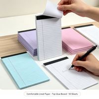 Bloc-notes personnalisé imprimé, 50 feuilles, 65g, perforé, 4 couleurs assorties, emballé sous film rétractable, impression numérique pour notes de bureau