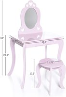 Tabouret de couleur rose et blanc pour enfants, Table d'étude, en bois, Design féerique, pour bureau de maquillage, chaise avec miroir, offre spéciale