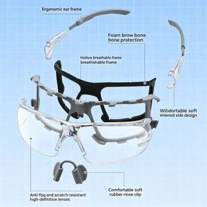 Lentes Transparentes Antivaho y Resistentes a los Arañazos, Gafas de Seguridad para Trabajo de Construcción, Protección Contra Salpicaduras de Polvo, Marco de Plástico - Product Image 4