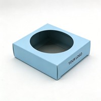 Boîte en carton bleu recyclable, boîte cadeau personnalisée avec logo de marque, boîte pliable avec fenêtre, emballage alimentaire pour biscuits