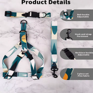 HIPHOPPET Set tali pengikat kerah anjing, nilon mewah antikeluar tanpa tarikan dapat disesuaikan tahan lama untuk desain pemblokiran warna luar ruangan - Product Image 2