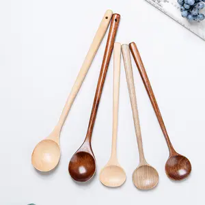 Экологичная кухонная деревянная ложка для смешивания меда, японские палочки для еды с длинной ручкой, деревянные Сервировочные Ложки для супа