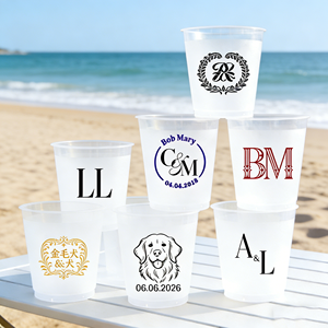 Gobelets en plastique réutilisables 8oz 12oz Thème Bord de Mer pour Fêtes, Prêts à l'emploi, Écologiques pour Enterrements de Vie de Garçon, Enterrements de Vie de Jeune Fille, Mariages, Mariées - Product Image 1