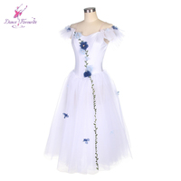 Costume de tutu de ballet blanc long romantique 20534, robe de danse de fée imprimée pour spectacle de scène