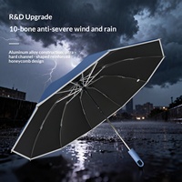 Parapluie de soleil automatique à boucle inversée, cadeau d'affaires, résistant aux UV, résistant aux intempéries, tissu robuste avec revêtement noir, personnalisable