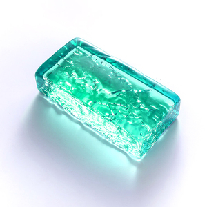 Bloques de ladrillos de vidrio de construcción tintados azules, ladrillo de vidrio fundido texturizado de cristal de hielo, ladrillo de vidrio de fusión en caliente decorativo clasificado contra el fuego - Product Image 3