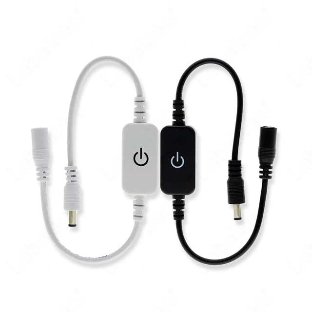 4A 6A LED Dimmer 12-24V Touch Sensing Switch ON/OFF 10-100% Dimmable Black or White Plastic Case No Welding DC 5.5*2.1mm Socket