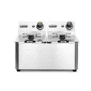 Friggitrice Elettrica Professionale HENDI in Acciaio Inox da 8L, 230V/6000W, 470x380x315mm, 2x4 L - Product Image 1