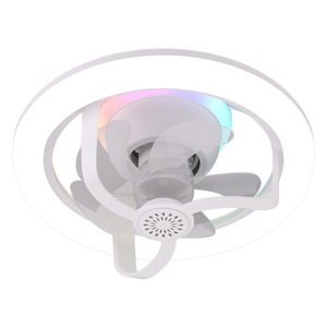 Lumière de ventilateur-Lumière de ventilateur de plafond réglable RVB Lumière LED à lame de style moderne E27 Tête tremblante à 360 degrés - Product Image 1