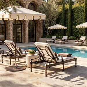 Custom Cast Aluminum Outdoor Chaise Lounge, Adjustable Reclining Pool Lounge Chair with Waterproof <b>Cushion</b> for Patio Garden - Product Image 1