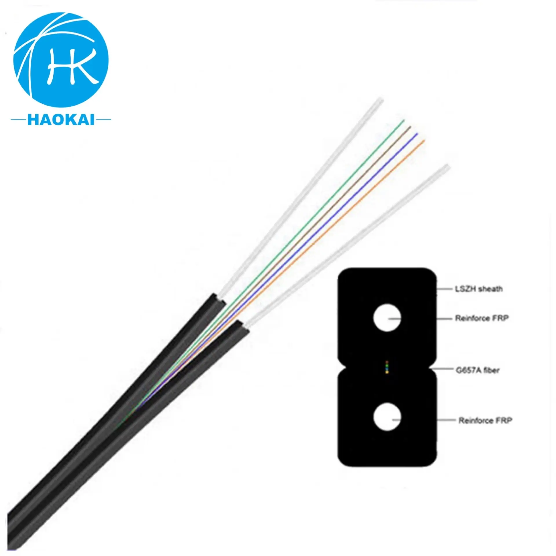 4Core סיבי 2F אופטי טיפה G652d Sm אווירי 2 Core מפעל Ftth סיבים אופטי כבל