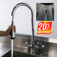 Robinet de cuisine professionnel classique 2026 à double poignée, mitigeur d'évier extractible chromé avec pulvérisateur en céramique