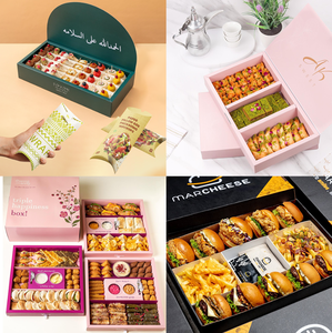 Cajas de bombones de chocolate vacías personalizadas, caja de regalo de cartón de lujo blanca de estilo medioriental, caja de papel para baklava surtido para dátiles - Product Image 5
