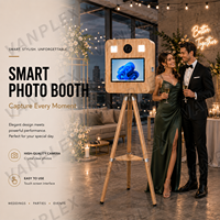 Cabina de Fotos con Estructura Abierta, Cámara DSLR, Pantalla Táctil, Luces LED, Impresora y Estante para Eventos