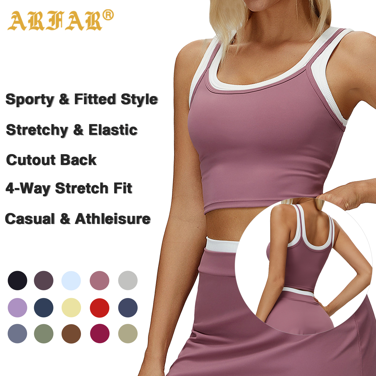 Durable Women's Yoga Tank Top Four-Way Stretch Comfortable Fit Workout Top for Pilates Exercise Activewear