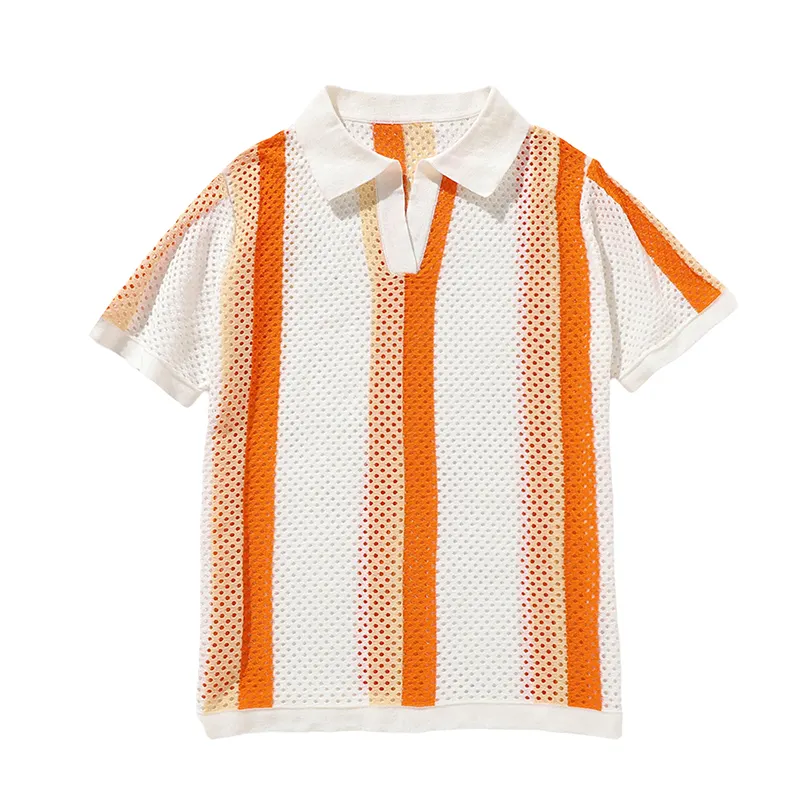 도매 MIMixiong 사용자 정의 위대한 남자 셔츠 눈길을 끄는 개인화 된 흰색 오렌지 줄무늬 풀오버 니트 남성용 스웨터 셔츠