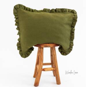 Housse de coussin carrée unie en coton 100% tricoté délavé, avec volants, douce, pour lit Queen, décoration intérieure, coussin de siège, 200TC, amovible - Product Image 2