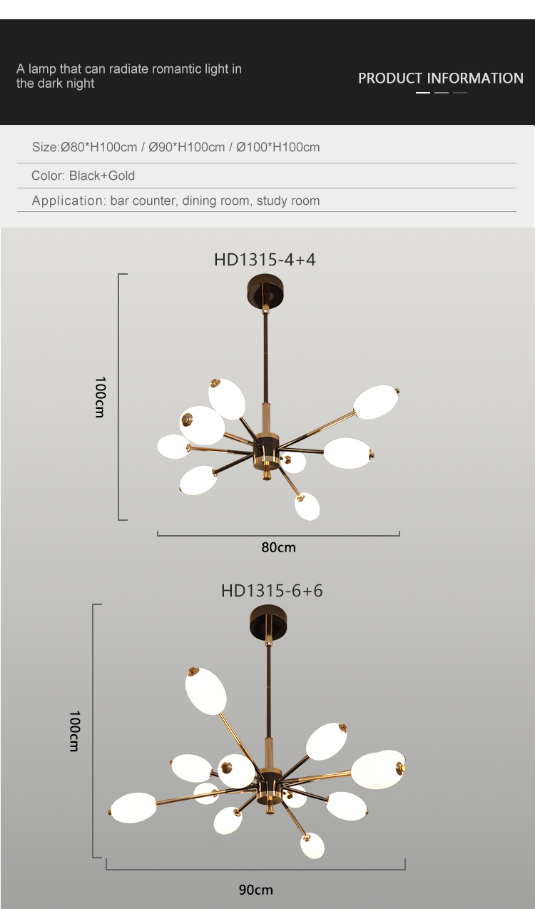 New Product Decoration Restaurant Hanging Lamp Living Room Luxury Acrylic LED Chandelier Light