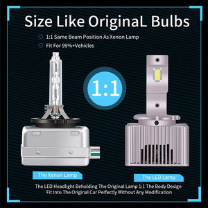 Ampoule de phare LED Dingcheng D1S, lumière blanche brillante 6000K, pour remplacement de voiture, boîtier en aluminium, longue durée de vie 50000h - Product Image 3