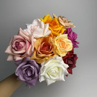 YL Günstige Großhandelspreise Handgefertigte Seiden-Kunstrose Blumenkopf 9cm Durchmesser für Hochzeit und Heimdekoration