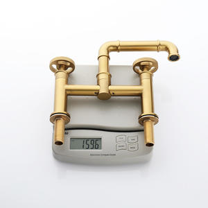 <span class=keywords><strong>Rubinetti</strong></span> lavello <span class=keywords><strong>2</strong></span> fori doppio manico moderno miscelatore <span class=keywords><strong>lavabo</strong></span> in oro cromato - Product Image 2