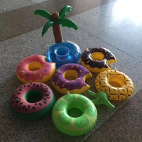 Personnalisé PVC Rond Palmier Flottant Bière Boissons Porte-bouteilles Plage Flotteur Boissons Sous-verres Piscine Gonflable Porte-gobelet