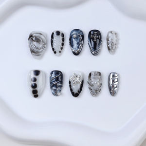 Étoile noire personnalisée 3d fait à la main réutilisable acrylique Y2k presse sur les <span class=keywords><strong>ongles</strong></span> 10 pièces marque privée <span class=keywords><strong>faux</strong></span> <span class=keywords><strong>faux</strong></span> <span class=keywords><strong>ongles</strong></span> Art en gros avec de la <span class=keywords><strong>colle</strong></span> - Product Image 1