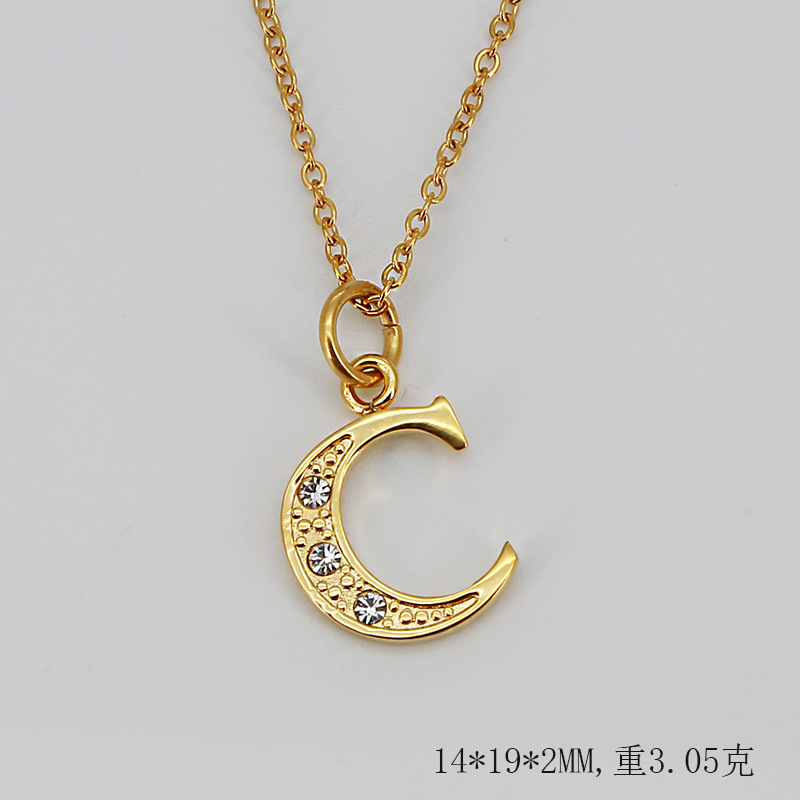 (ทอง) ตัวอักษร C (รวมสร้อยคอ)