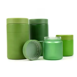 1OZ 2OZ 3OZ 4OZ 5OZ 6OZ 8OZ 10OZ 18OZ Green Frosted Child Proof Stash Glass Jar With Lid Green Cream Glass Jars