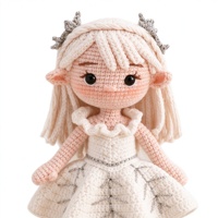 Kit de crochet princesse elfe fait main, pack de matériaux de tricot DIY, adorable poupée amigurumi, cadeau artisanal pour adultes