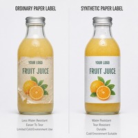 Étiquettes personnalisées pour bouteilles de jus de fruits, autocollants en papier synthétique imperméables, laminage, OEM, ODM