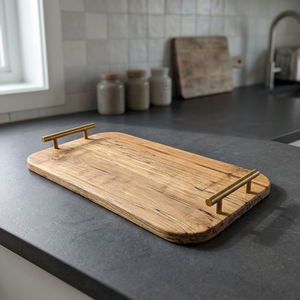 Bandeja de Servir de Madera Hecha a Mano Ecológica para Decoración Navideña, con Asas de Cuerno de Lujo, Forma Rectangular, Acabado Pulido, para el Hogar - Product Image 5