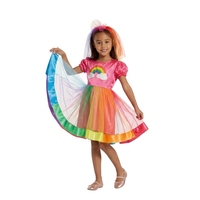 Robe arc-en-ciel pour enfants avec jupe en tulle, costume coloré pour spectacle de scène et déguisement de fête