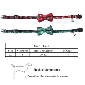 Collier pour chat avec nœud papillon, bandana, collier pour animal <span class=keywords><strong>de</strong></span> compagnie à dégagement rapide, bandana avec motif écossais classique, collier pour chat réglable avec écharpe et nœud papillon - Product Image 6