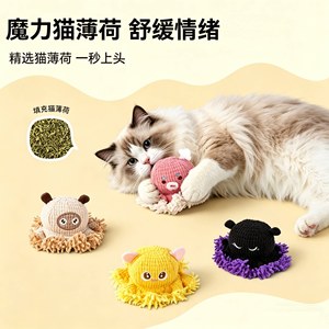 Juguetes para gatos para autoentretenimiento, alivio del aburrimiento, masticación, limpieza de dientes, sonido chirriante, juguetes de peluche con menta para gatitos, mascotas - Product Image 2