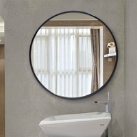 Moderne Élégant Designer Mur Suspendu Encadré Miroir Noir Argent Décor Verre Cuir Espace De Noël Style Salle De Bains Dressing Utilisation