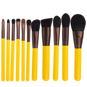 11 Uds. De pelo sintético vegano de lujo, virola de aluminio de madera, juego de brochas cosméticas de pato amarillo, herramientas de maquillaje de belleza - Product Image 2